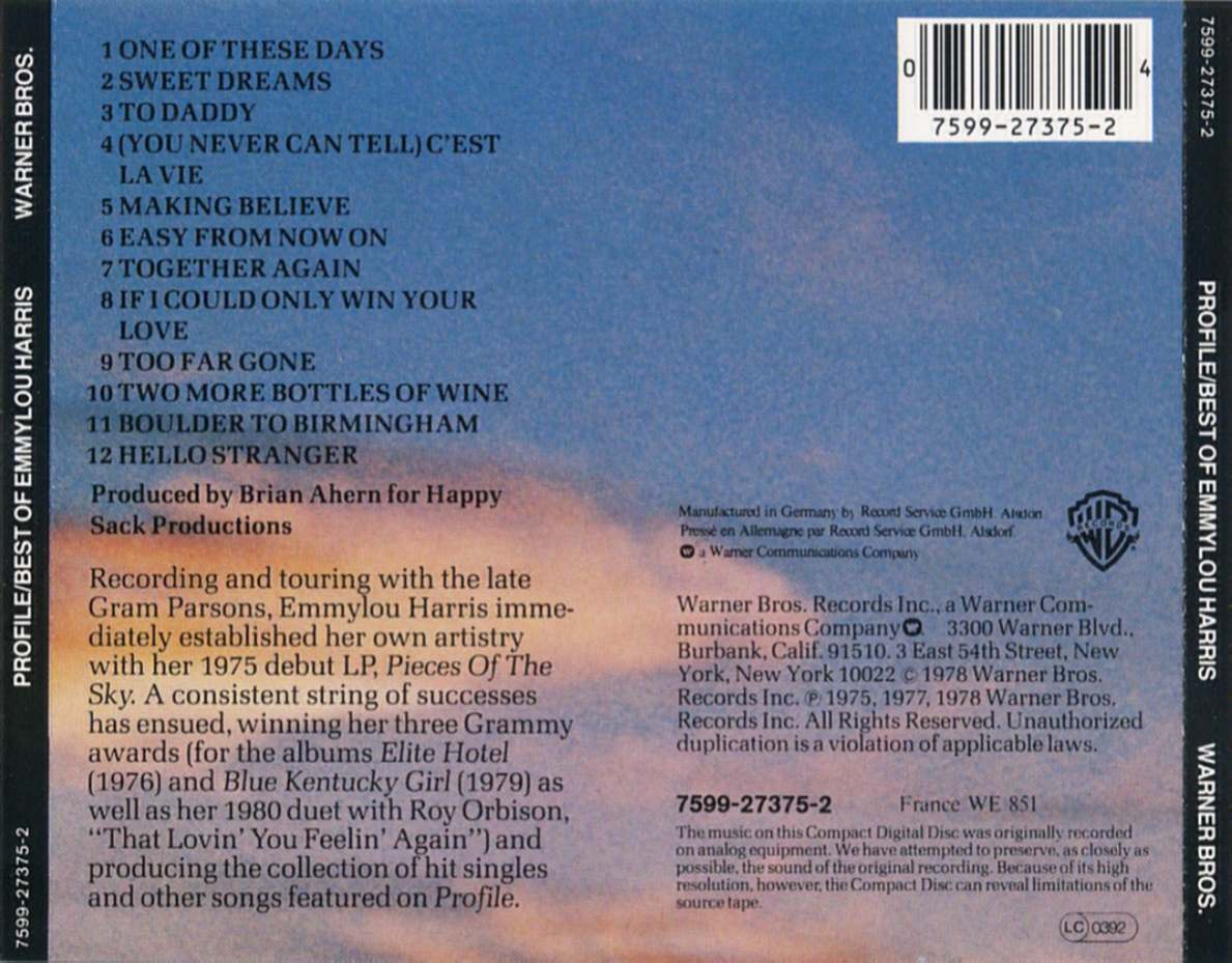 Emmylou Harris  Profile The Best Of Emmylou Harris : Back